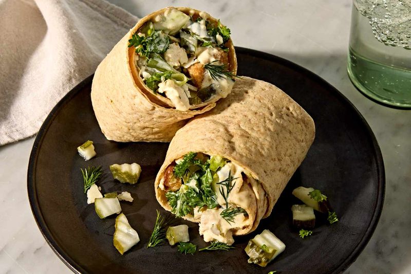 Tangy Pickle Chicken Salad Wraps