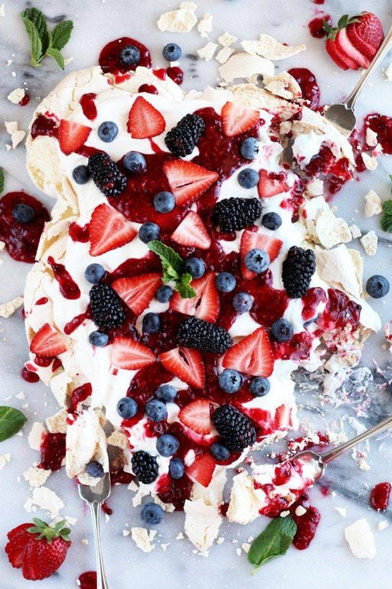 Pavlova With Smashed Fruit