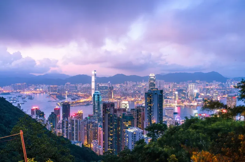 Hong Kong, China: Towers Between Harbor and Hills