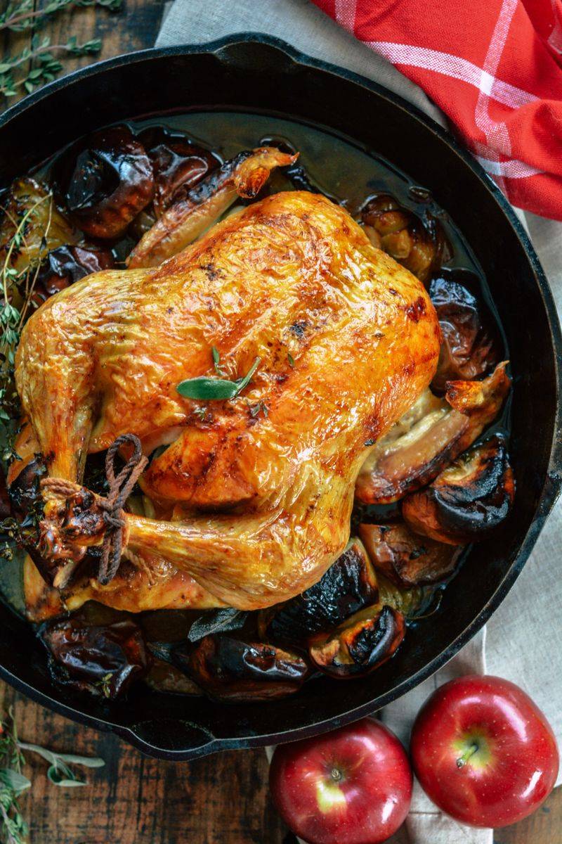 Roast Chicken Stuffed with Apples