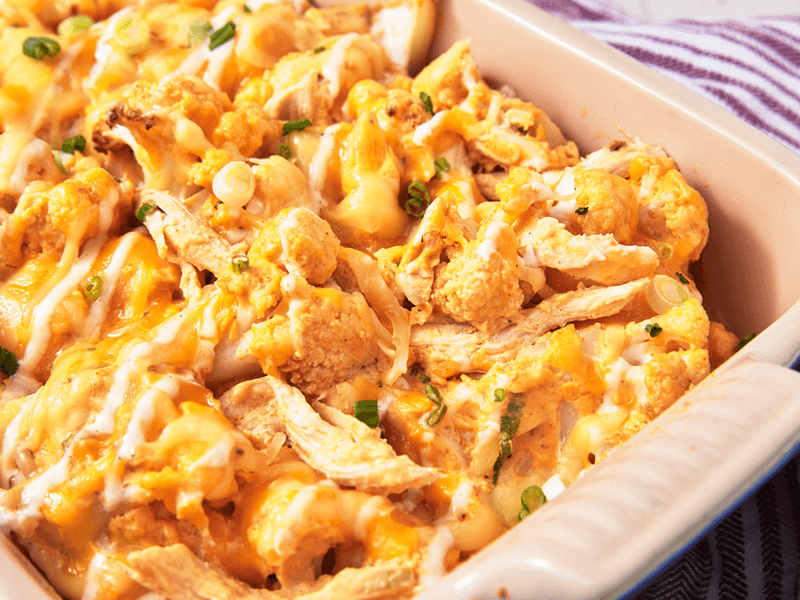 Buffalo Chicken Cauliflower Casserole