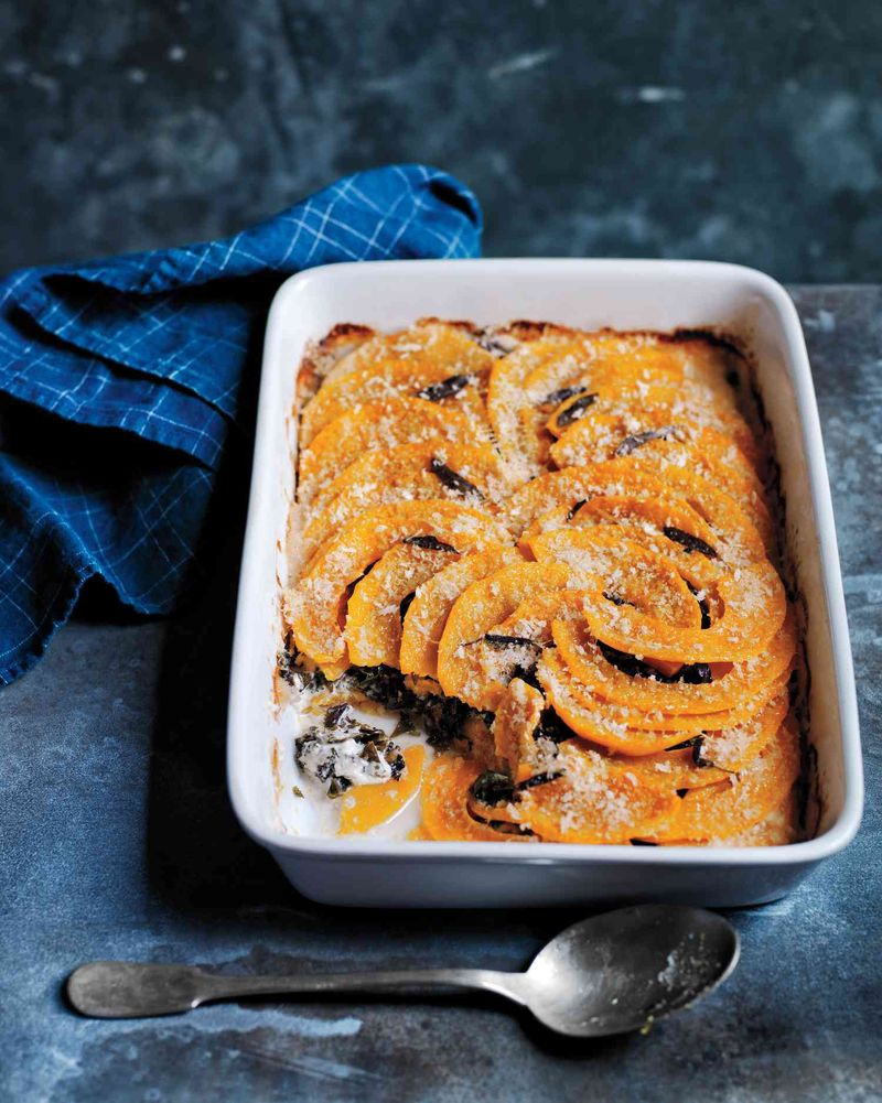 Butternut Squash and Kale Gratin