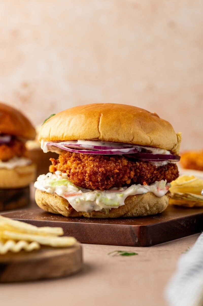 Buffalo Fish With Blue Cheese Slaw
