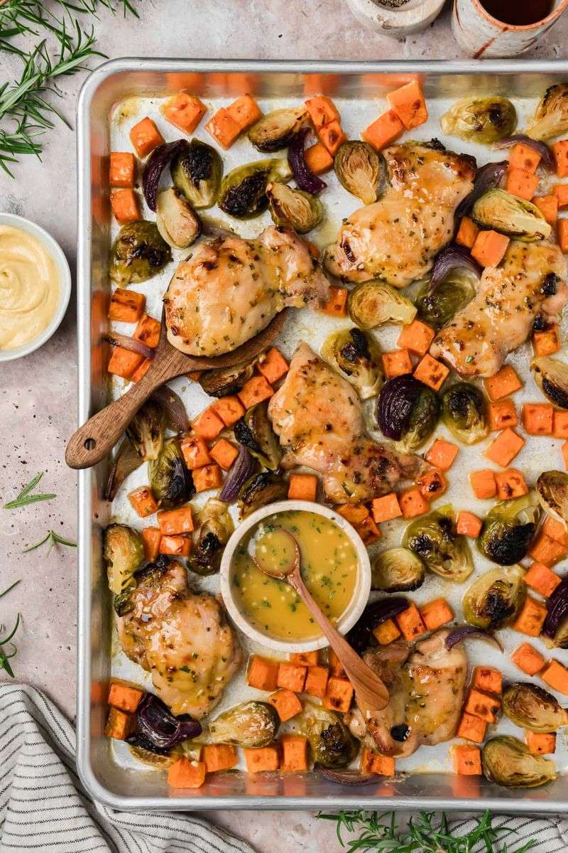 Maple Dijon Roasted Chicken Thighs