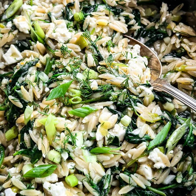 Warm Orzo with Spinach and Feta
