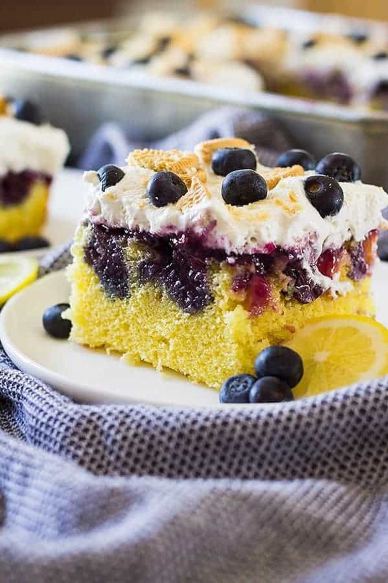 Lemon Drizzle Cake With Blueberry Sauce