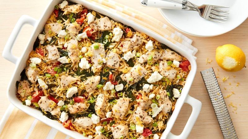 Greek Chicken Orzo Bake