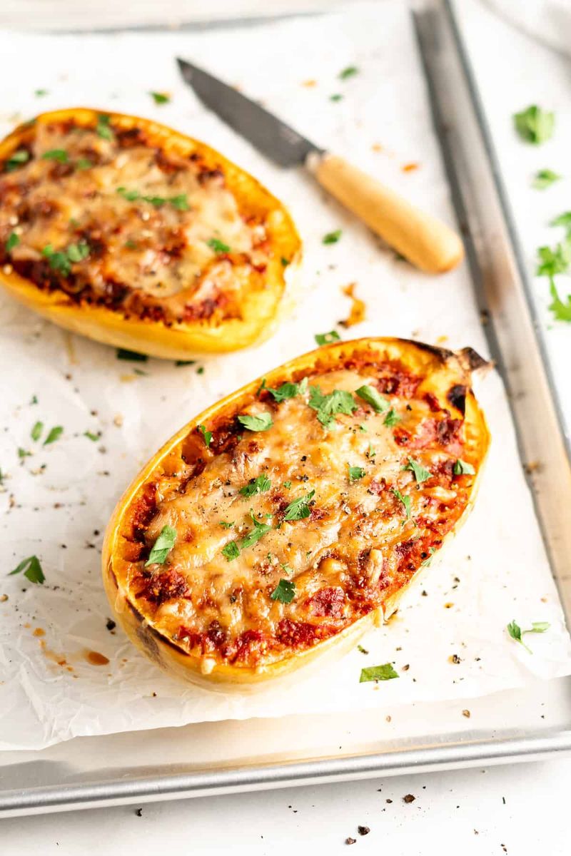 Spaghetti Squash Lasagna Boats