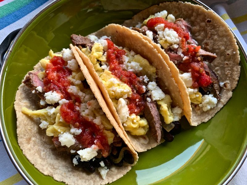 Breakfast Tacos With Leftover Taco Meat
