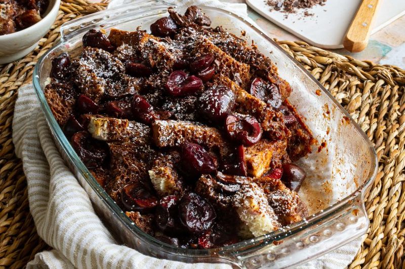 Chocolate Cherry Bread Pudding
