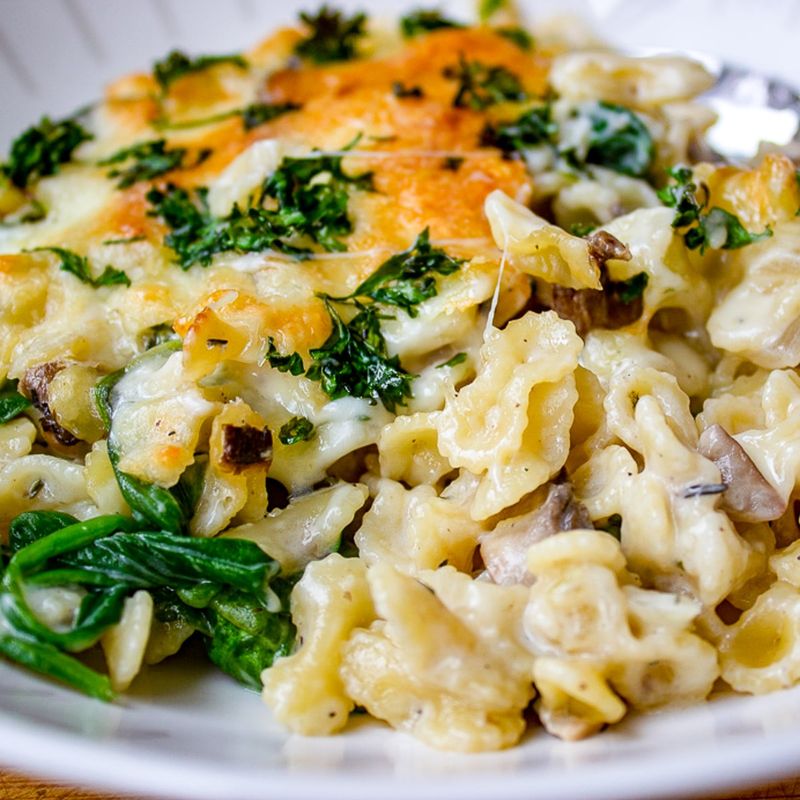 Spinach and Mushroom Whole Wheat Pasta Bake