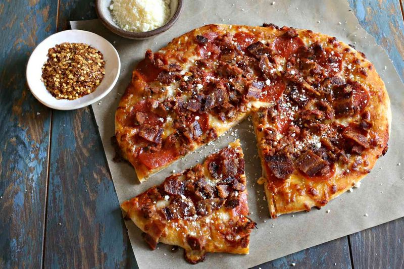Homemade Three Meat Pizza to Share