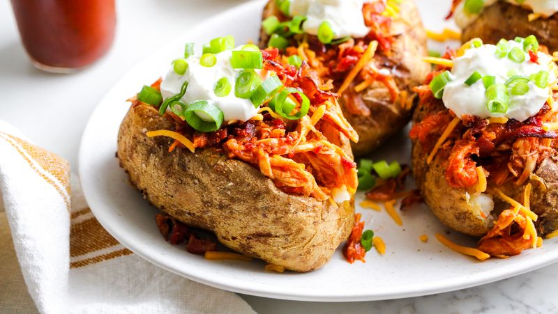 Loaded Baked Potatoes With BBQ Chicken