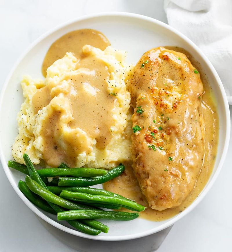 Savory Chicken Gravy Over Mashed Potatoes