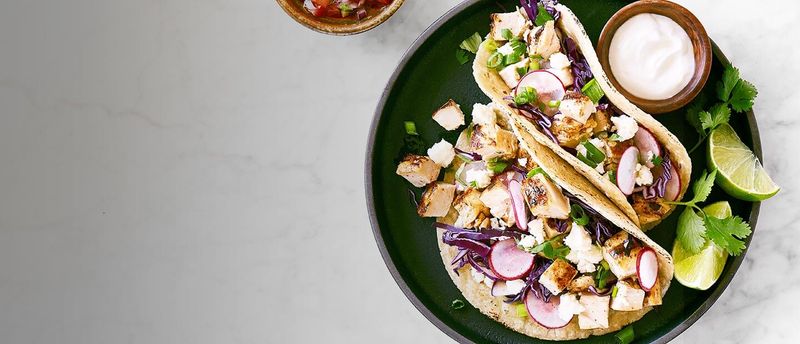 Radish Tacos with Lime Crema