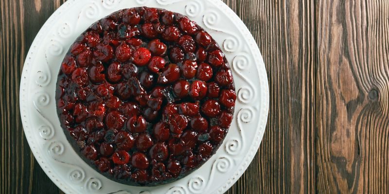 Plain Butter Cake With Warm Cherry Sauce