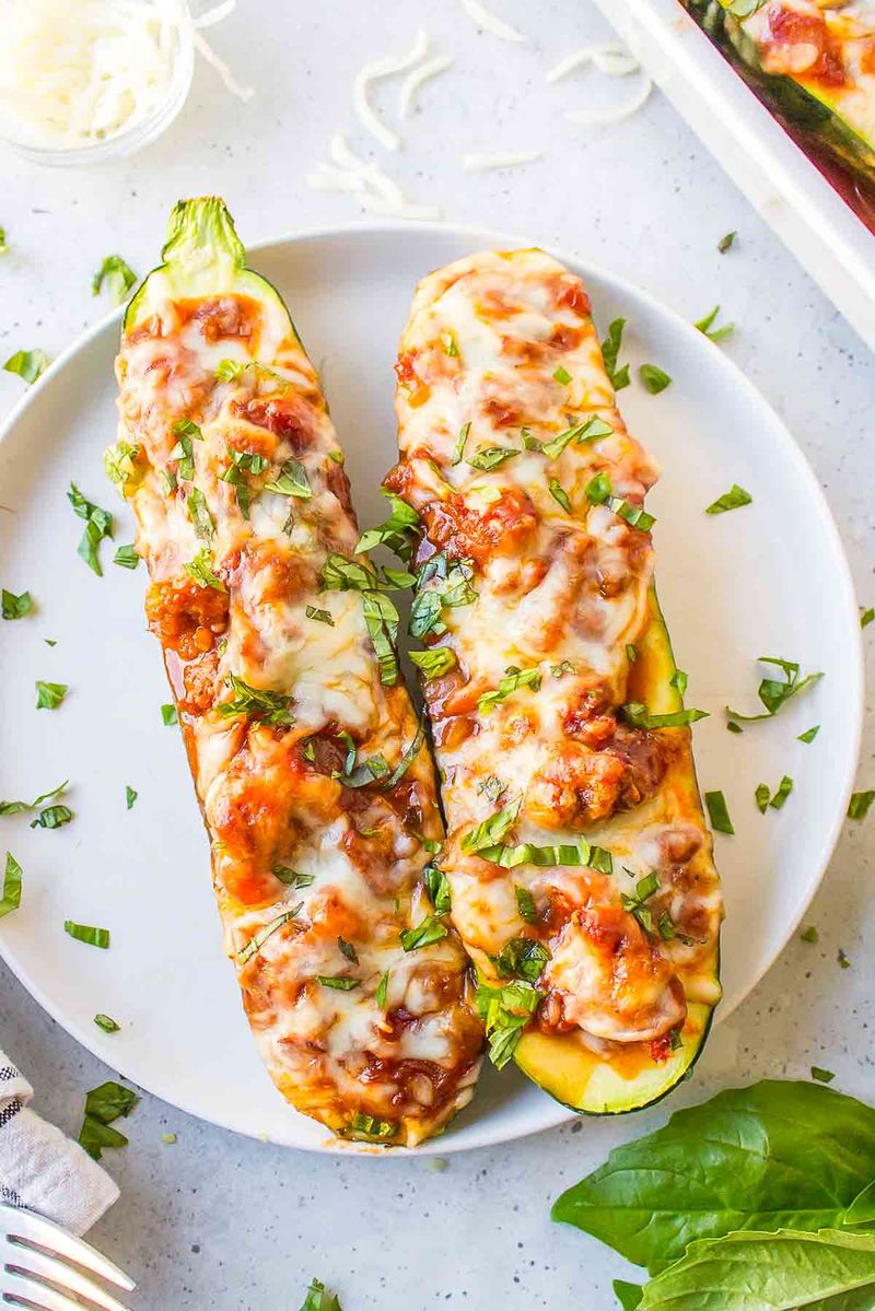 Italian Sausage Zucchini Boats