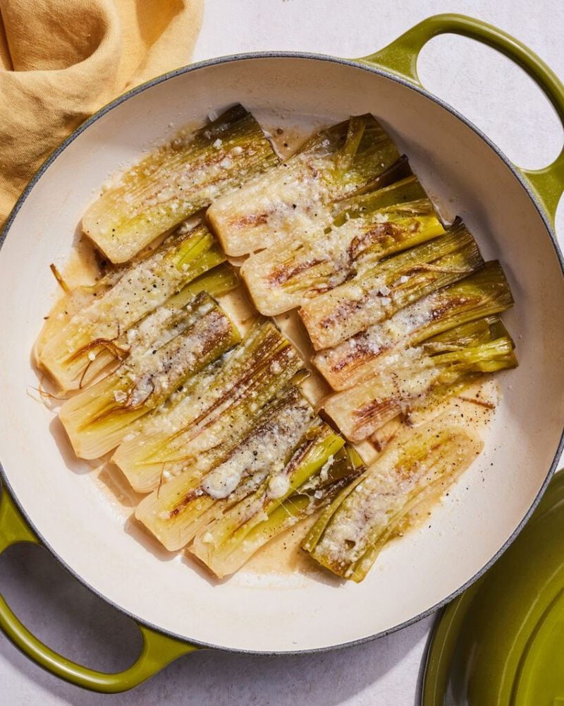 Braised Leeks with Parmesan