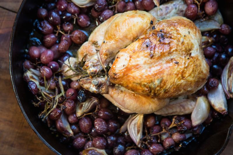 Rack-Style Roasted Chicken with Grapes