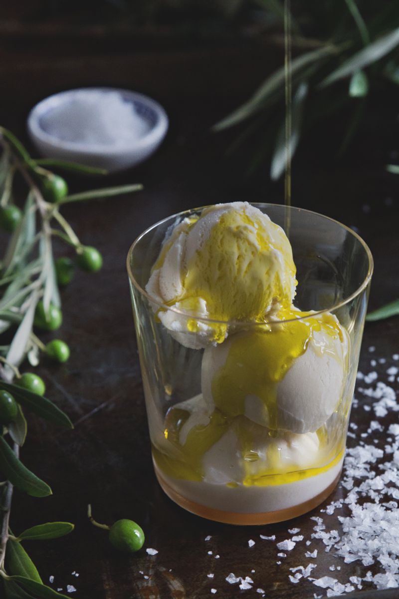 Olive Oil on Vanilla Ice Cream