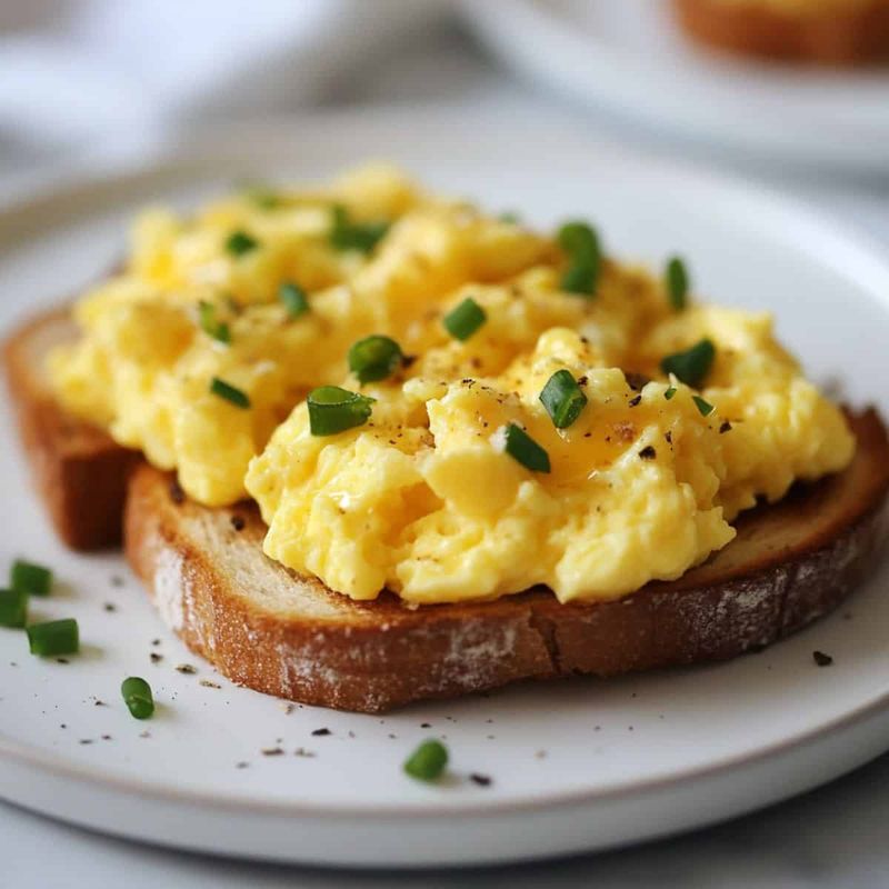 Fluffy Scrambled Eggs on Toast