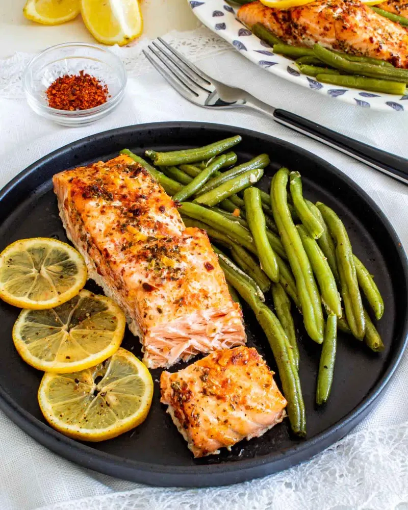 Crispy Skillet Salmon with Green Beans