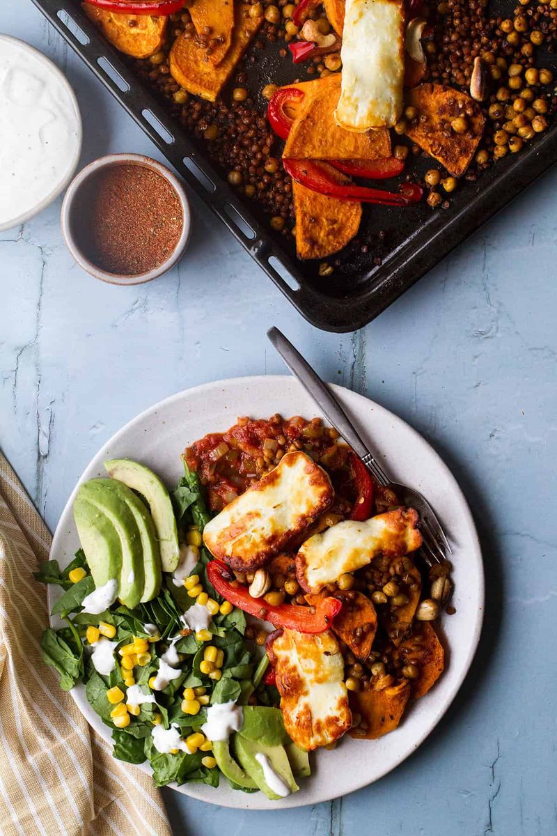 Roasted Halloumi Sheet Pan Dinner