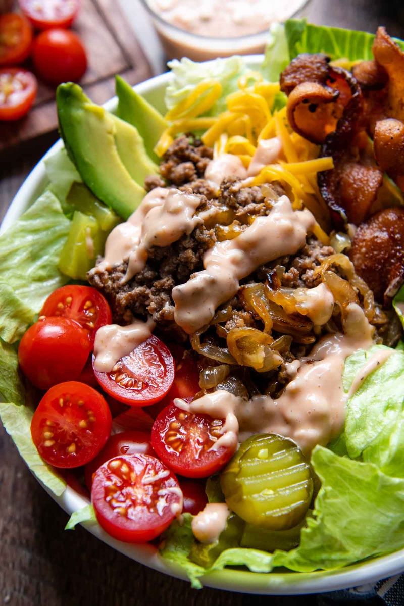 Bunless Bacon Cheeseburger Bowls