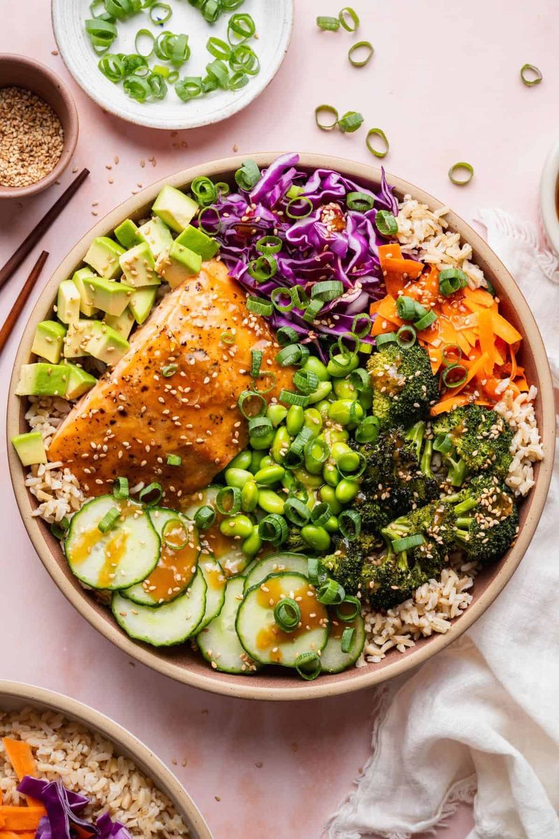 Teriyaki Salmon Brown Rice Bowls