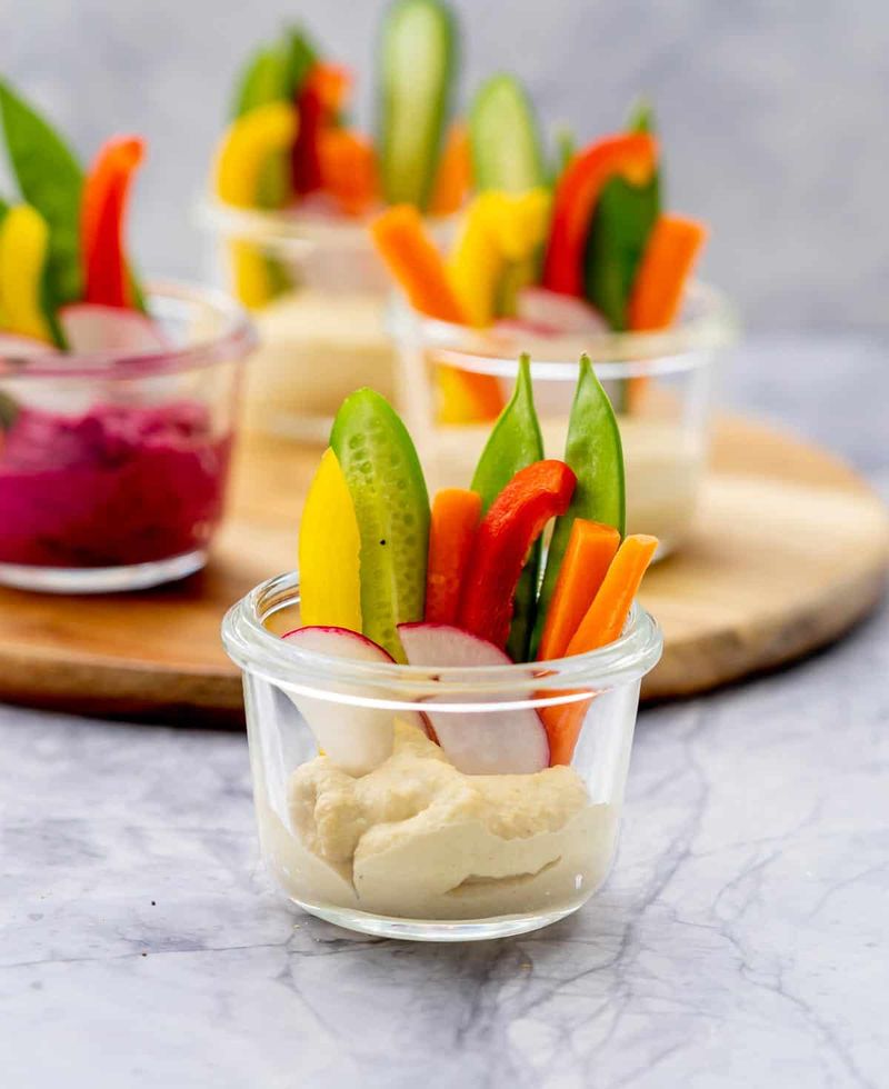 Hummus Cups With Veggie Sticks