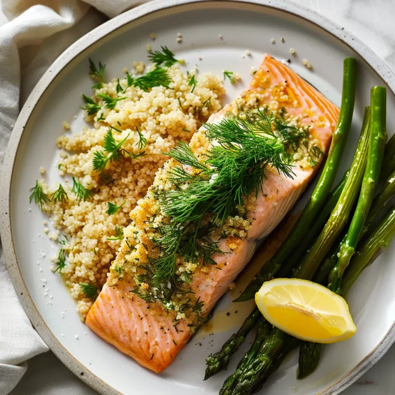 Salmon and Asparagus Quinoa Bake