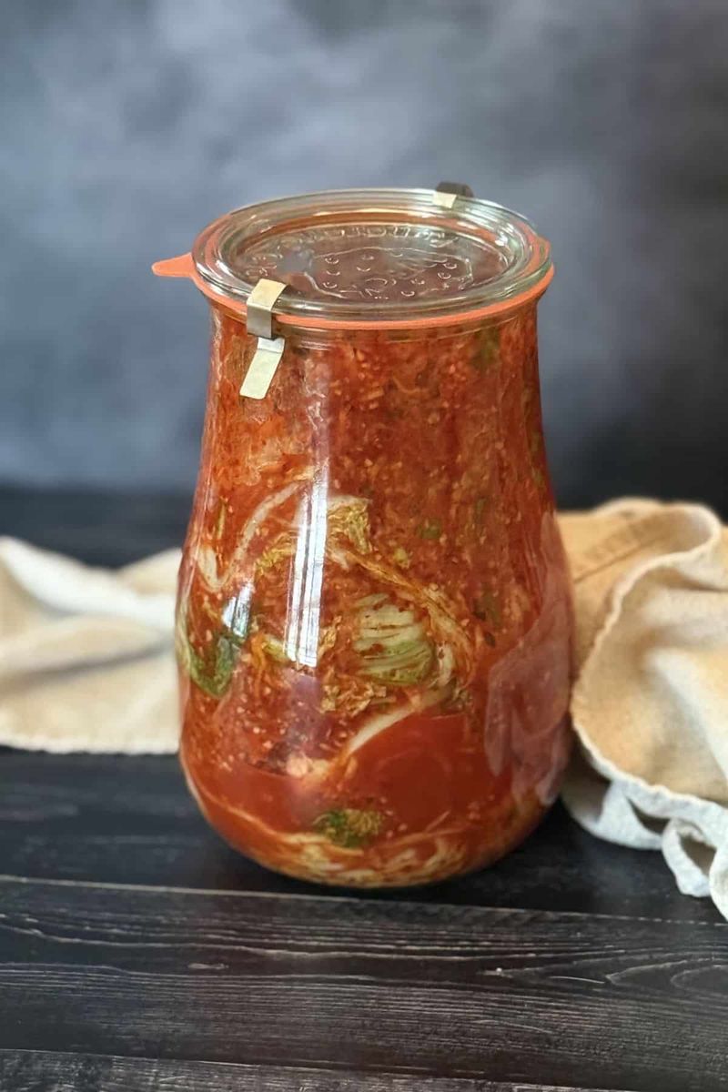 Kimchi Fermenting In The Fridge