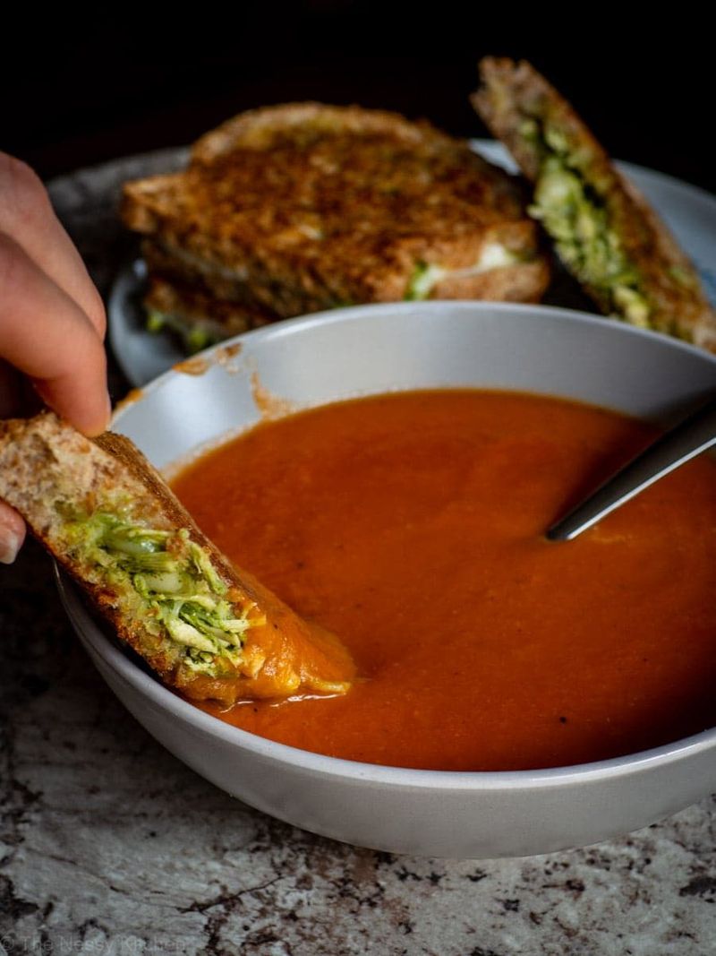 Tomato Soup And Cold Cucumber Sandwiches