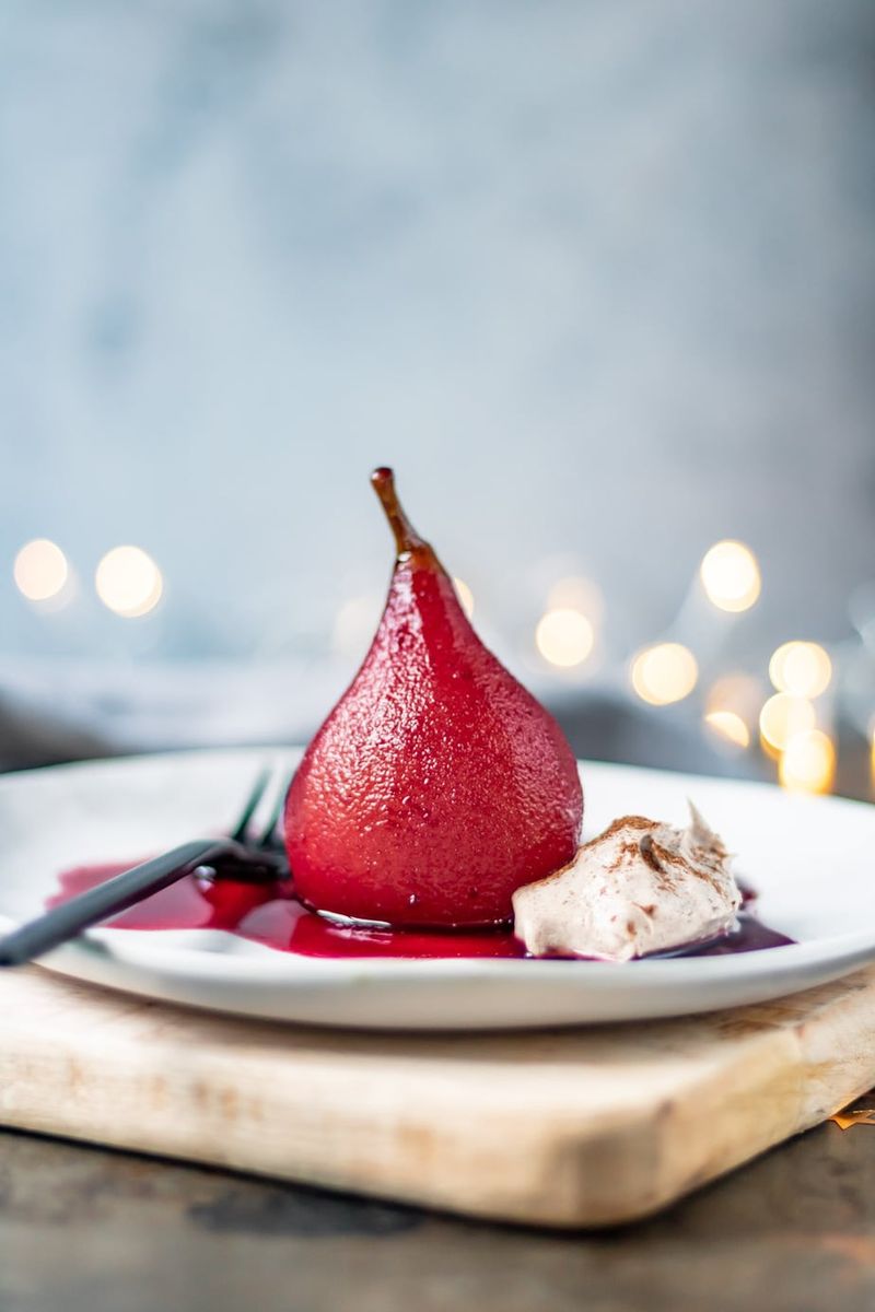 Poached Pears in Red Wine Syrup