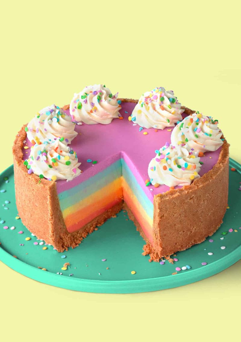 Striped Rainbow Cheesecake