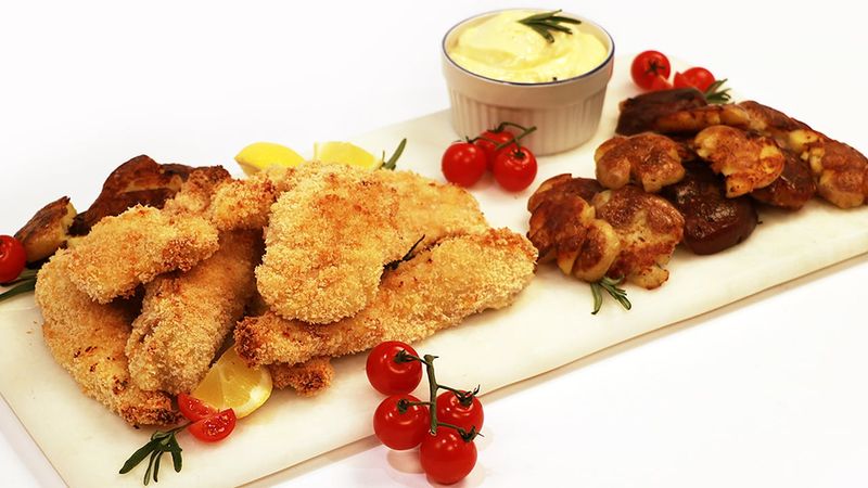 Crispy Chicken Tenders With Smashed Potatoes