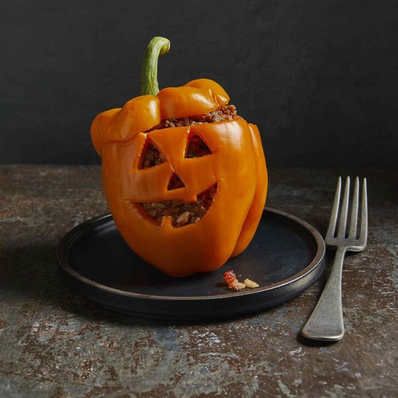 Jack-O-Lantern Stuffed Peppers