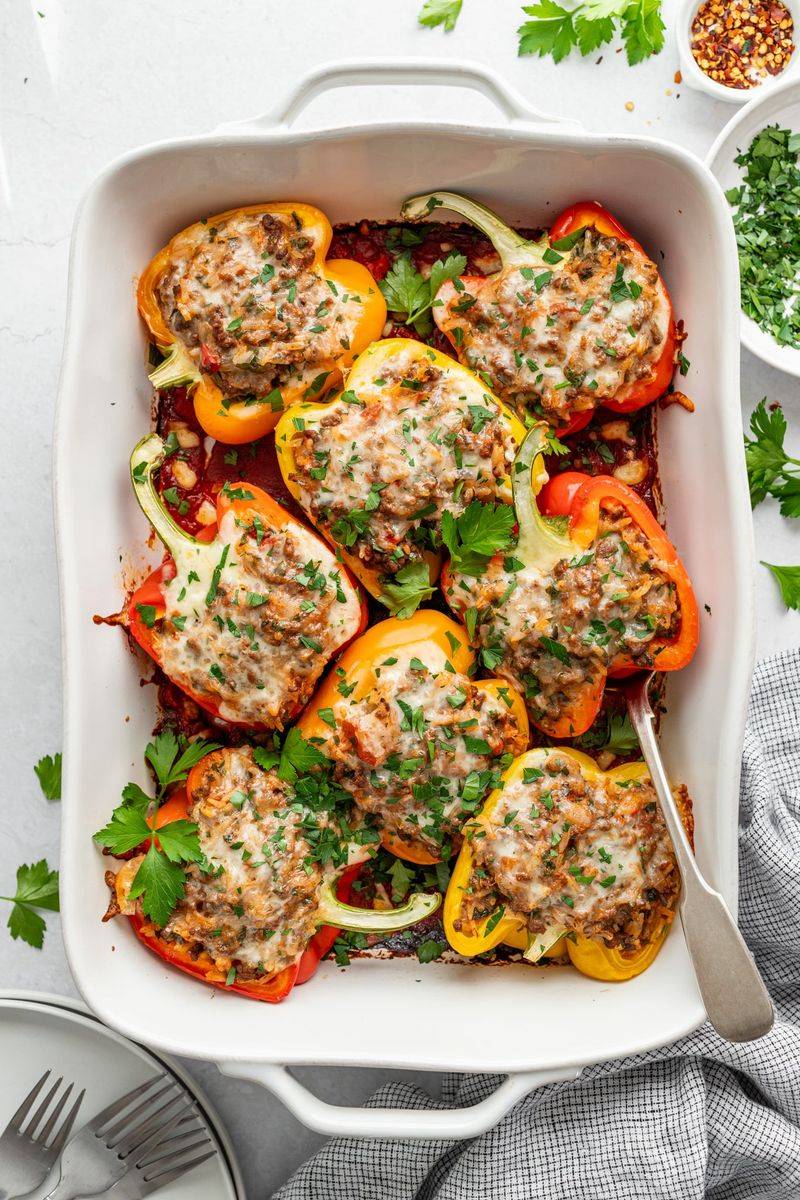 Stuffed Bell Peppers with Ground Beef