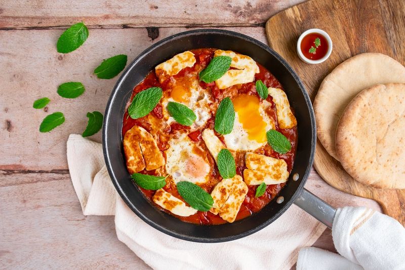 Breakfast Shakshuka with Halloumi