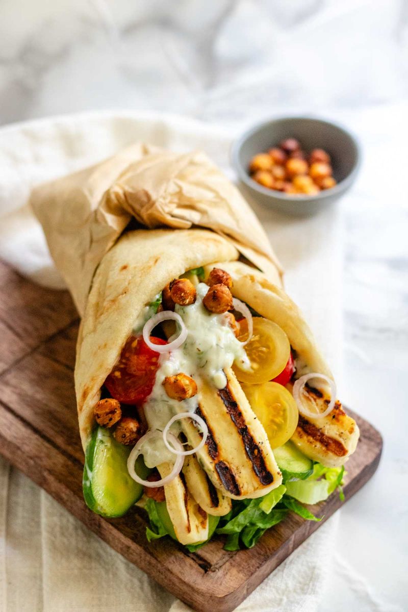 Halloumi Wraps with Tzatziki