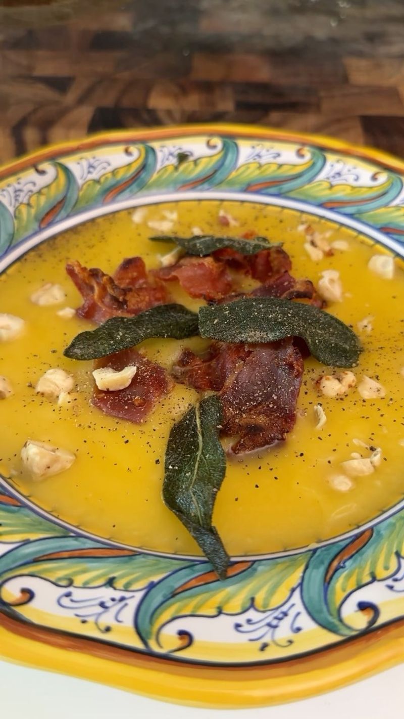 Butternut Squash Soup with Hazelnut Topping