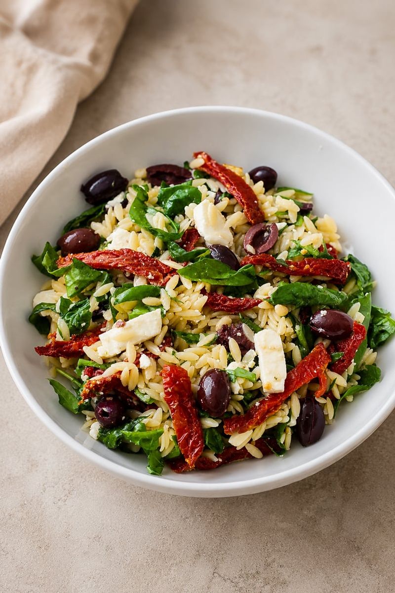 Orzo Pasta Salad With Spinach and Feta