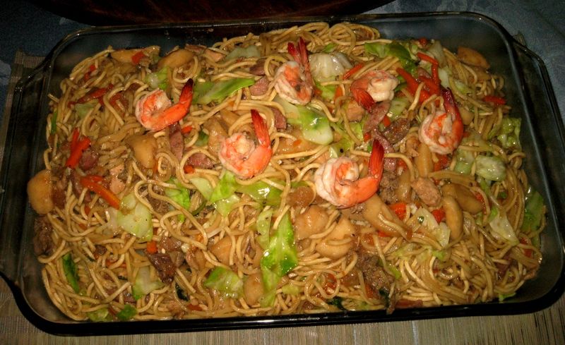 Filipino Lechon Paksiw and Pancit