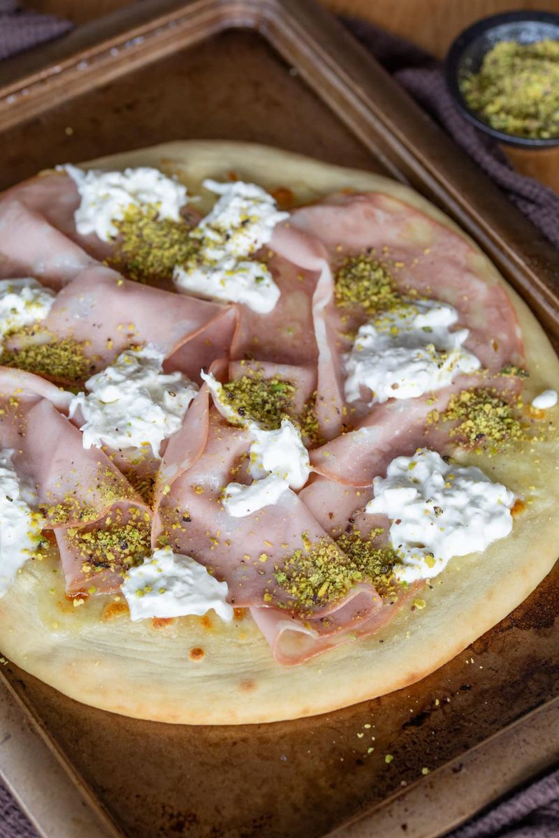 Mortadella and Pistachio Pizza