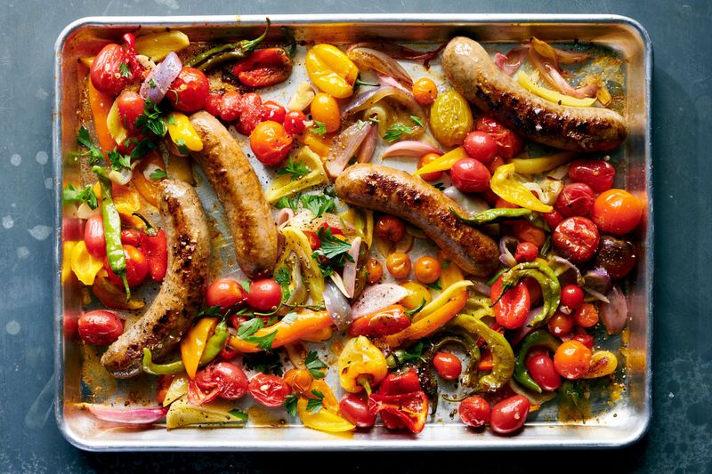 Sheet Pan Sausage and Peppers