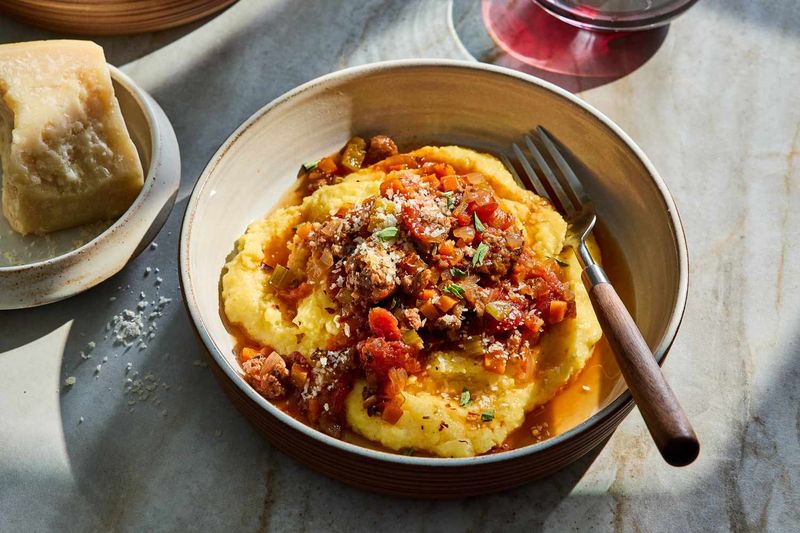 Cheesy Polenta With Ragu