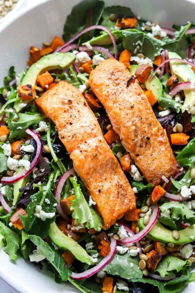 Grilled Salmon Over Greens