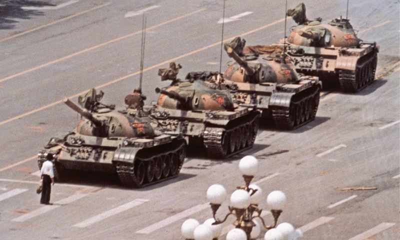 Tank Man: One Person Against a Column