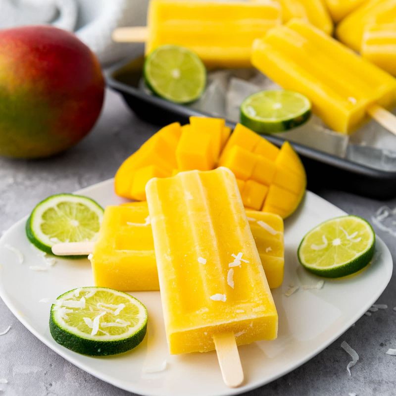 Frozen Mango Sorbet Pudding Pops