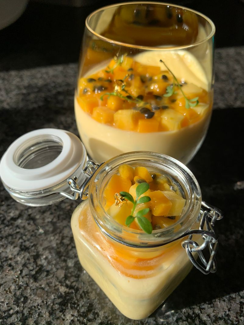 Passion Fruit Mango Panna Cotta